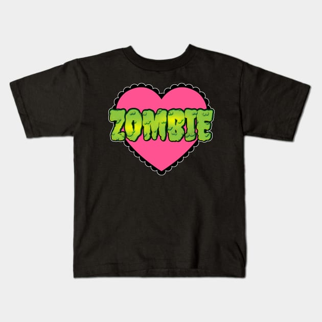 Zombie Heart Kids T-Shirt by Rockadeadly